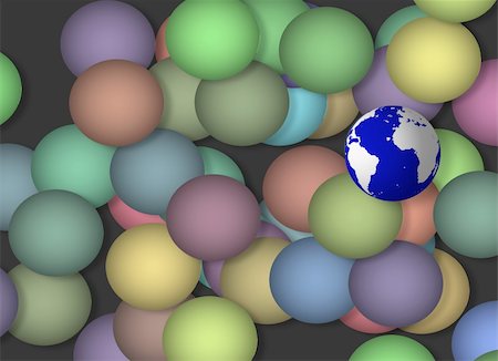 simsearch:400-07680428,k - Earth amongst colored spheres Stock Photo - Budget Royalty-Free & Subscription, Code: 400-05194840