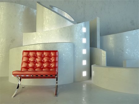 Red seat in modern interior architecture Foto de stock - Super Valor sin royalties y Suscripción, Código: 400-05195342