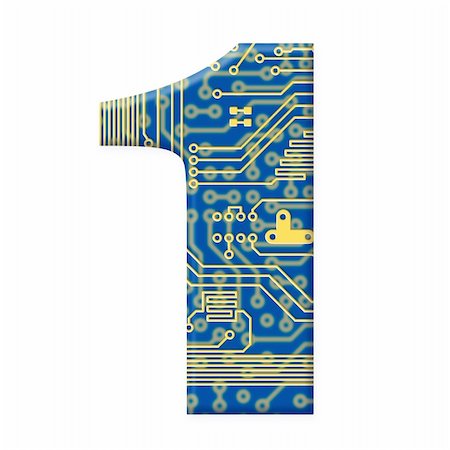 engineering circuit illustration - One digit from the electronic technology circuit board alphabet on a white background - 1 Stock Photo - Budget Royalty-Free & Subscription, Code: 400-05195466