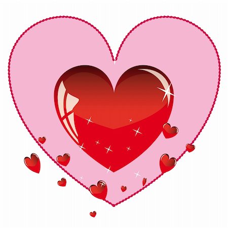simsearch:400-04661261,k - Red Valentine glossy heart, vector illustration. Stock Photo - Budget Royalty-Free & Subscription, Code: 400-05195672