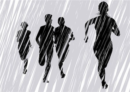 Vector drawing fleeing women. Silhouettes on an gray background Stock Photo - Budget Royalty-Free & Subscription, Code: 400-05195698