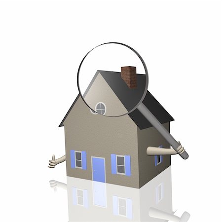 simsearch:400-07952800,k - 3D house holding a magnifying glass. Fotografie stock - Microstock e Abbonamento, Codice: 400-05195826