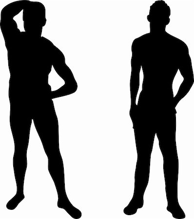 simsearch:400-04563369,k - 2 sexy men silhouettes on white background. Editable Vector Image Foto de stock - Super Valor sin royalties y Suscripción, Código: 400-05195839