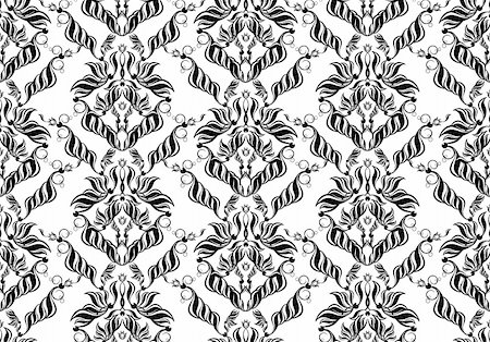 simsearch:400-04686213,k - Vector white and black decorative royal seamless floral ornament Stock Photo - Budget Royalty-Free & Subscription, Code: 400-05196245