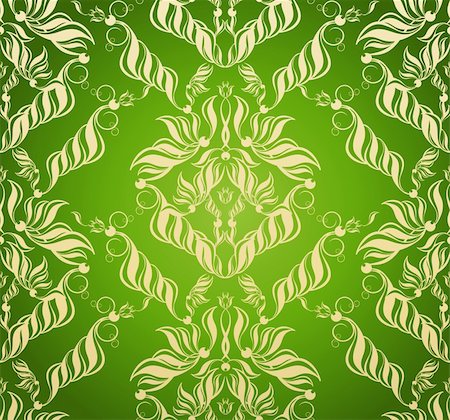 simsearch:400-04686213,k - Vector green decorative royal seamless floral ornament Stock Photo - Budget Royalty-Free & Subscription, Code: 400-05196246