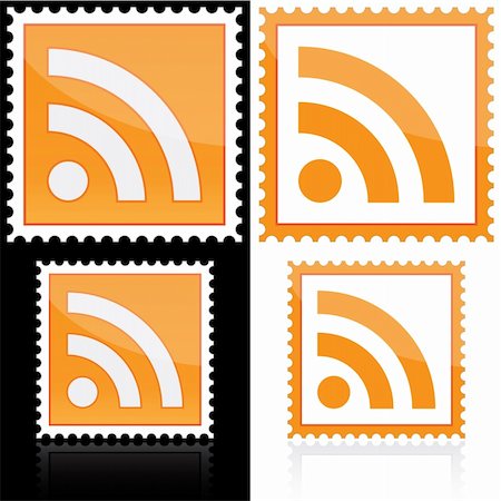 simsearch:400-04321465,k - Stamp with RSS icon on white and black Stock Photo - Budget Royalty-Free & Subscription, Code: 400-05196284