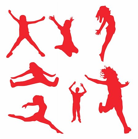 friends silhouette group - silhouettes of Happy jumping peoples Vector illustration Stock Photo - Budget Royalty-Free & Subscription, Code: 400-05196379