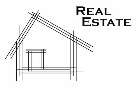 rooftop silhouette - Schematic drawing of the house, as a logo Stock Photo - Budget Royalty-Free & Subscription, Code: 400-05196495