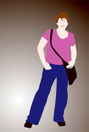 plus size model clipart - A plus sized girl standing alone with a side bag on her shoulder. Stock Photo - Budget Royalty-Free & Subscription, Code: 400-05196607