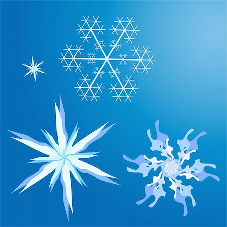 4 simpe and intrestingly shaped snowflakes in vector Photographie de stock - Aubaine LD & Abonnement, Code: 400-05196601