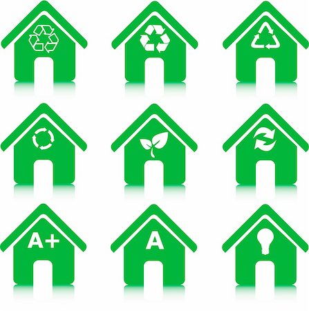 simsearch:400-05196694,k - set of green houses icons, environment, recycle and energy saving Stock Photo - Budget Royalty-Free & Subscription, Code: 400-05196694