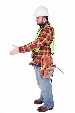 an isolated contractor with his hand out for a handshake Stock Photo - Budget Royalty-Free & Subscription, Code: 400-05196756
