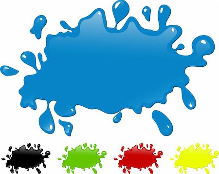 simsearch:400-04073505,k - Several colors ink splash. Editable Vector Image Stock Photo - Budget Royalty-Free & Subscription, Code: 400-05196826