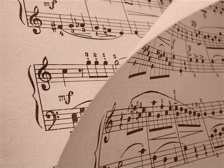 sepia toned old musical notes background Mozart sonatina fragment Photographie de stock - Aubaine LD & Abonnement, Code: 400-05196865