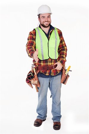 an isolated construction worker holding out his hand for a handshake Stock Photo - Budget Royalty-Free & Subscription, Code: 400-05197378