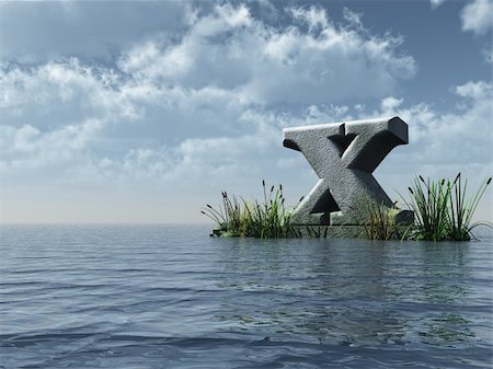 simsearch:400-04161805,k - letter x monument in water landscape - 3d illustration Stock Photo - Budget Royalty-Free & Subscription, Code: 400-05197452