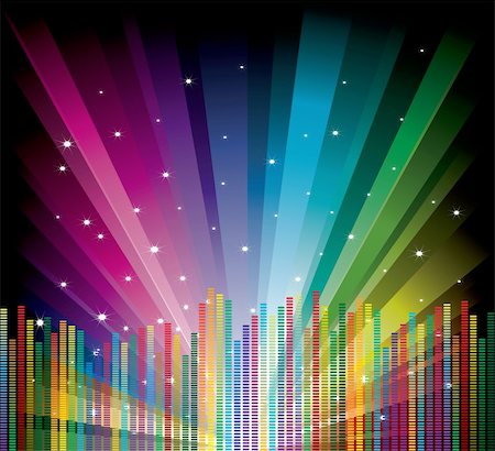 simsearch:400-05106212,k - Cool vector illustration with equalizer on rainbow background Stock Photo - Budget Royalty-Free & Subscription, Code: 400-05197566