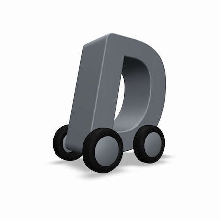 the uppercase letter d on wheels - 3d illustration Photographie de stock - Aubaine LD & Abonnement, Code: 400-05197595