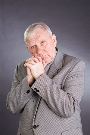 elderly male models - Portrait emotional elderly men on a grey background Stock Photo - Budget Royalty-Free & Subscription, Code: 400-05197740