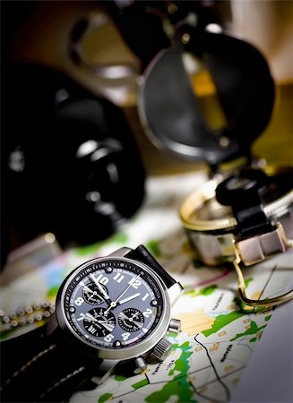 simsearch:625-00898537,k - composition with  chronograph, compas and map Stock Photo - Budget Royalty-Free & Subscription, Code: 400-05197825