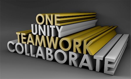 Teamwork Unity and Collaboration in 3d Text Stock Photo - Budget Royalty-Free & Subscription, Code: 400-05197896