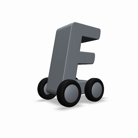the uppercase letter e on wheels - 3d illustration Foto de stock - Super Valor sin royalties y Suscripción, Código: 400-05198056