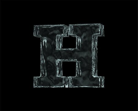 frozen uppercase letter h on black background - 3d illustration Fotografie stock - Microstock e Abbonamento, Codice: 400-05198052