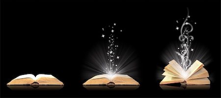 spell book - Open book magic on black Stock Photo - Budget Royalty-Free & Subscription, Code: 400-05198075