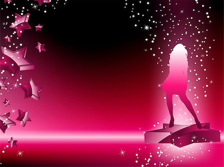 fashion party night discotheque - Girl Dancing on Star Pink Flyer. Editable Vector Image Stock Photo - Budget Royalty-Free & Subscription, Code: 400-05198260