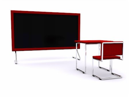 empty school chair - school desks with board. 3d Stock Photo - Budget Royalty-Free & Subscription, Code: 400-05198535