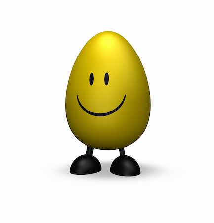 eggs with face - smiley easter egg on white background - 3d illustration Stock Photo - Budget Royalty-Free & Subscription, Code: 400-05199240