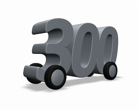 the number three hundred on wheels - 3d illustration Photographie de stock - Aubaine LD & Abonnement, Code: 400-05199266