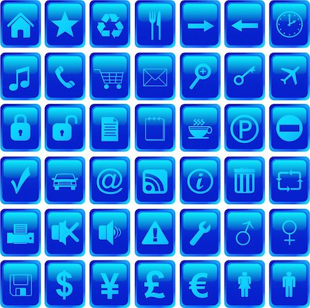 simsearch:400-05126116,k - blue icons set Fotografie stock - Microstock e Abbonamento, Codice: 400-05199694