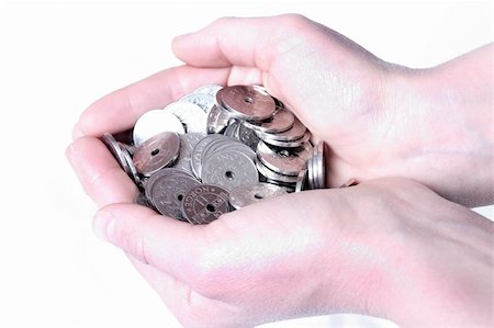 simsearch:400-04397631,k - Hands holding coins (Norwegian) isolated on white background Foto de stock - Super Valor sin royalties y Suscripción, Código: 400-05199819