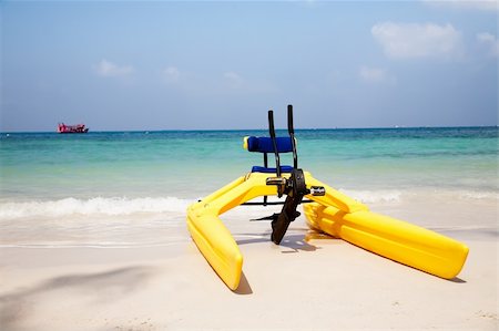 pedal boat - Yellow Pedal Boat On Coral Sand. Koh Tao Island Stock Photo - Budget Royalty-Free & Subscription, Code: 400-05199945