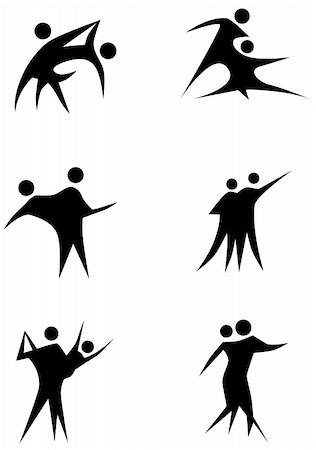 dancing icons - Couple dancing stick figure set isolated on a white background. Stock Photo - Budget Royalty-Free & Subscription, Code: 400-05190099