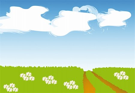 simsearch:400-04332610,k - nice illustration of spring landscape with field path Stock Photo - Budget Royalty-Free & Subscription, Code: 400-05191195