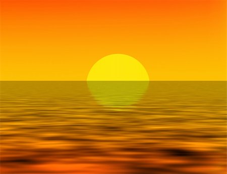 nice illustration of sunset over sea with water reflection Stock Photo - Budget Royalty-Free & Subscription, Code: 400-05191262