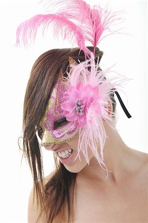 simsearch:400-04331623,k - young brunete woman with italian traditional mask isolated on white Foto de stock - Super Valor sin royalties y Suscripción, Código: 400-05191280