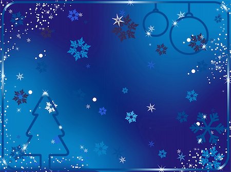 Merry Christmas Background with snowflakes and stars.Vector Image. Stock Photo - Budget Royalty-Free & Subscription, Code: 400-05191458