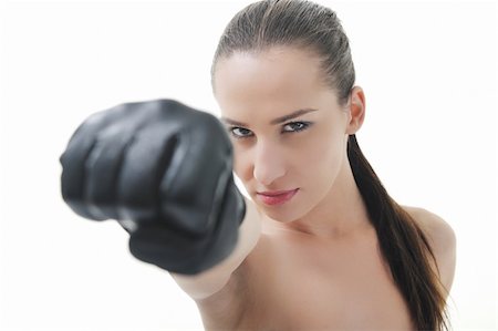 fétiche - young brunete woman  with black glove isolated on white Foto de stock - Super Valor sin royalties y Suscripción, Código: 400-05191555