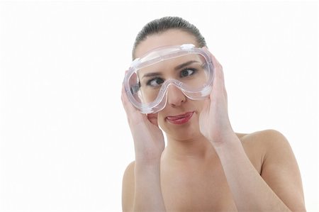 simsearch:400-04467890,k - woman with industi protective eyeglasses isolated on white Stockbilder - Microstock & Abonnement, Bildnummer: 400-05191553