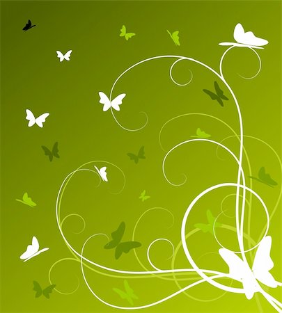 simsearch:400-04079769,k - Abstract spring floral background with butterflies (vector) Stock Photo - Budget Royalty-Free & Subscription, Code: 400-05191835