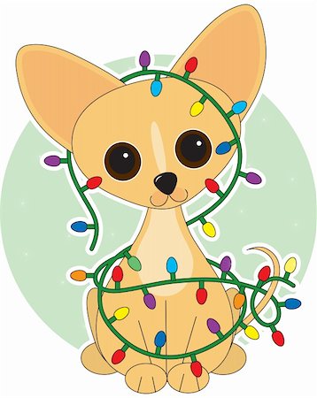 dog christmas light - Chihuahua  dressed for Christmas with Christmas lights Stock Photo - Budget Royalty-Free & Subscription, Code: 400-05191994
