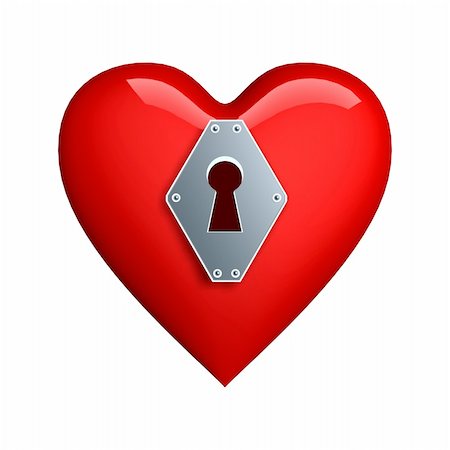 silver heart lockhole isolated on white background Stockbilder - Microstock & Abonnement, Bildnummer: 400-05192307