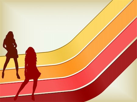design background for club - Retro Background with two girls silhouettes. Editable Vector Stock Photo - Budget Royalty-Free & Subscription, Code: 400-05192334