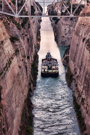 Ship crossing the Corinth Canal in Greece. Stock Photo - Budget Royalty-Free & Subscription, Code: 400-05192392