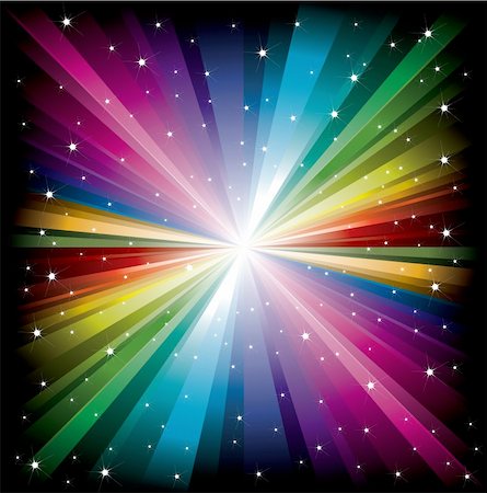 simsearch:400-04635516,k - Magic radial Rainbow Light with small white Stars Stock Photo - Budget Royalty-Free & Subscription, Code: 400-05192449