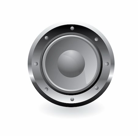 Metal Audio speaker silver color on white Vector Stock Photo - Budget Royalty-Free & Subscription, Code: 400-05192452