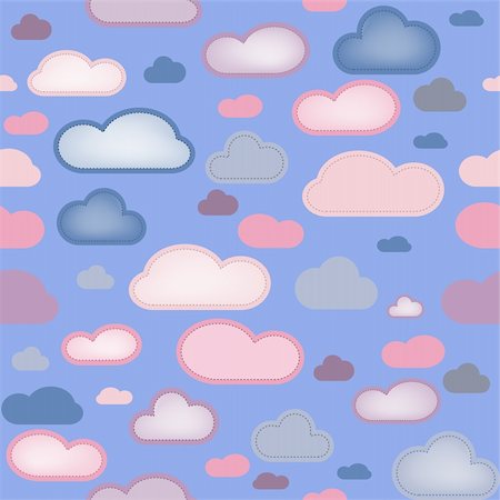 seamless summer backgrounds - Pink and Blue Clouds Seamless Background. Editable Vector Image Stock Photo - Budget Royalty-Free & Subscription, Code: 400-05192604